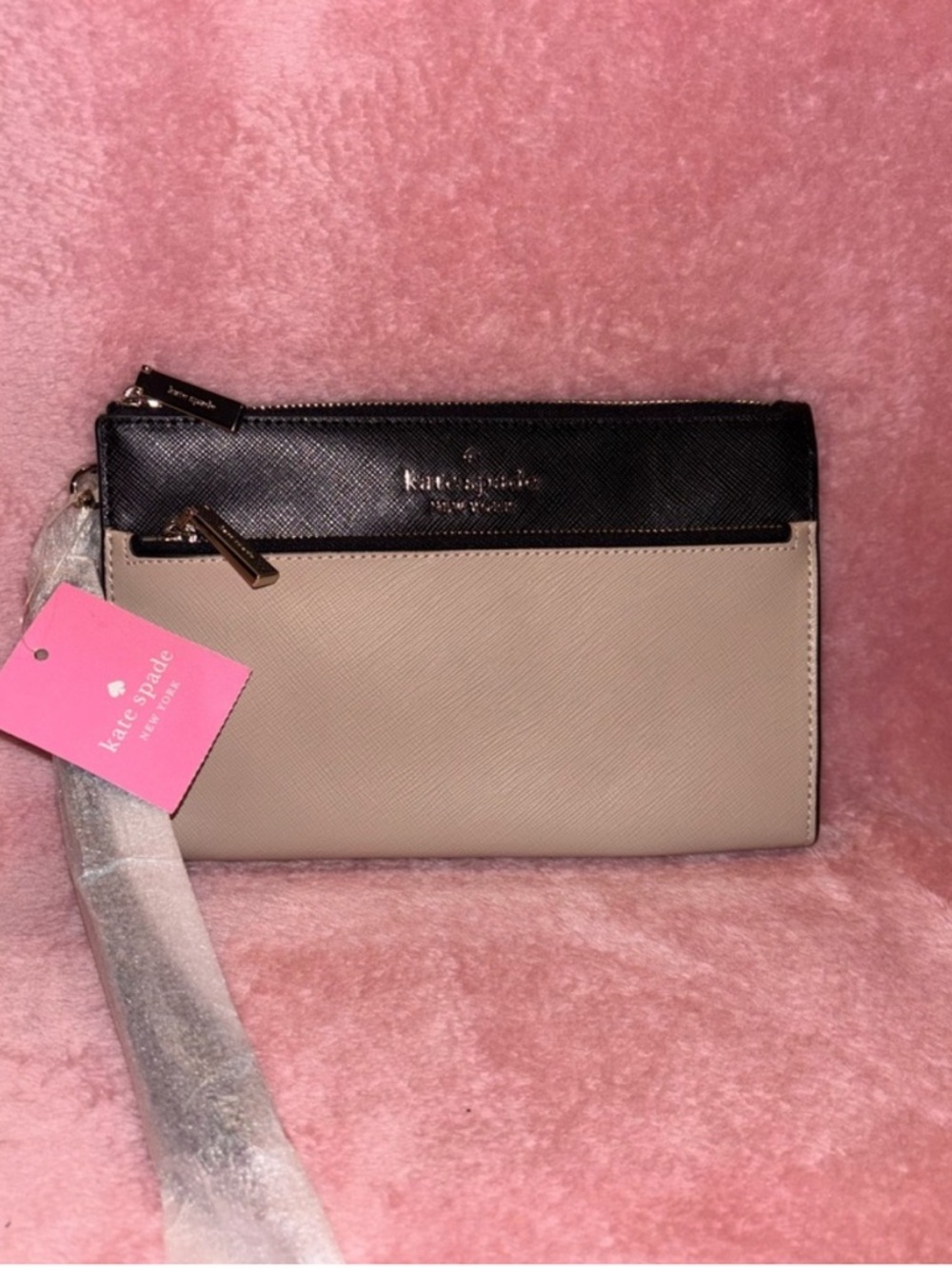 kate spade Two-Tone Black and Taupe Wallet Clutch